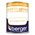 BERGER NON DRIP GLOSS BRILLIANT WHITE 1.25 LITRES