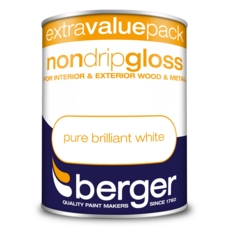 BERGER NON DRIP GLOSS BRILLIANT WHITE 1.25 LITRES