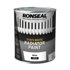 RONSEAL STAYS WHITE  RADIATOR PAINT WHITE SATIN 750ML
