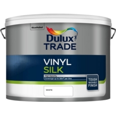 DULUX TRADE VINYL SILK PURE BRILLIANT WHITE 10LITRE