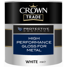CROWN TRADE HIGH PERFORMANCE GLOSS FOR METAL WHITE 2.5LITRE