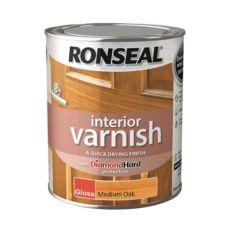 RONSEAL INTERIOR VARNISH GLOSS MEDIUM OAK 750ml