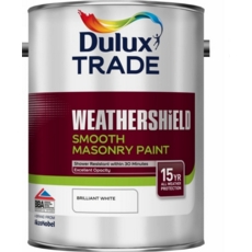 DULUX TRADE WEATHERSHIELD SMOOTH BRILLIANT WHITE 5LITRE