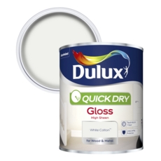 DULUX QUICK DRY GLOSS WHITE COTTON 750ML