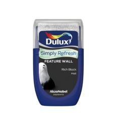 DULUX REFRESH ONE COAT FEATURE WALL RICH BLACK 30ML
