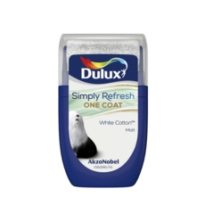 DULUX REFRESH ONE COAT TESTER WHITE COTTON 30ML