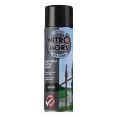 NITROMORS ANTI-RUST SMOOTH METAL PAINT AEROSOL BLACK 500m