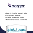 BERGER QUICK DRY SATIN PURE BRILLIANT WHITE 1.25L