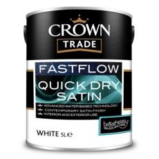 CROWN TRADE FASTFLOW QUICK DRY SATIN WHITE 5LITRE