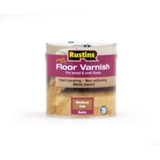 RUSTINS QUICK DRY FLOOR SATIN VARNISH MEDIUM  OAK 2.5LITRE