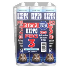 HIPPO PRO3 ADHESIVE,SEALANT & FILLER CLEAR TRIPLE PACK