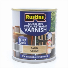RUSTINS QUICK DRY POLYURETHANE VARNISH SATIN CLEAR 500ML