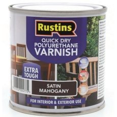 RUSTINS QUICK DRY POLY VARNISH SATIN MAHOGANY 250ML