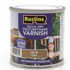 RUSTINS QUICK DRY POLYURETHANE VARNISH SATIN OAK 250ML