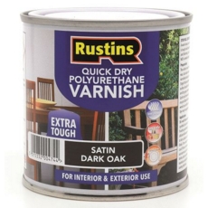 RUSTINS QUICK DRY POLY VARNISH SATIN DARK OAK 250ML