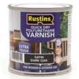 RUSTINS QUICK DRY POLY VARNISH SATIN DARK OAK 500ML