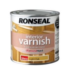 RONSEAL INTERIOR VARNISH GLOSS LIGHT OAK 250MLS